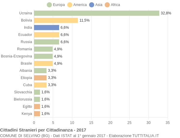 Grafico cittadinanza stranieri - Selvino 2017