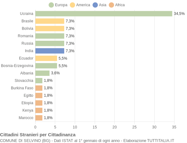 Grafico cittadinanza stranieri - Selvino 2018