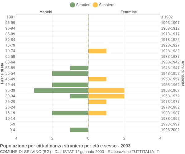 Grafico cittadini stranieri - Selvino 2003