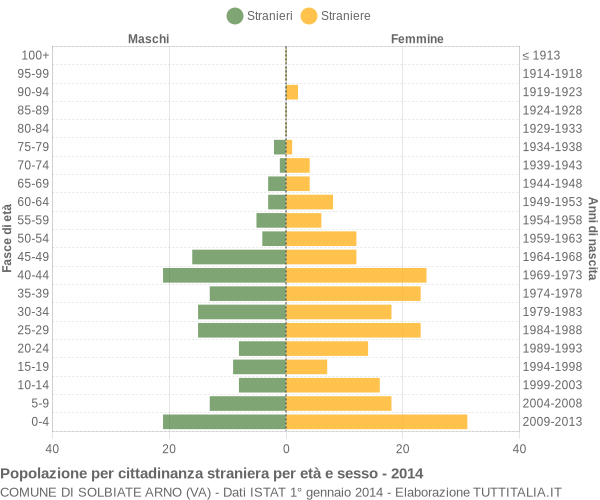 Grafico cittadini stranieri - Solbiate Arno 2014