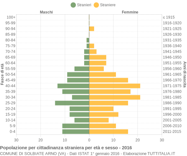 Grafico cittadini stranieri - Solbiate Arno 2016