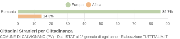 Grafico cittadinanza stranieri - Calvignano 2020