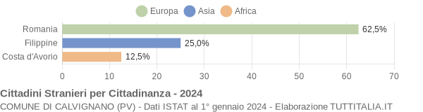 Grafico cittadinanza stranieri - Calvignano 2024