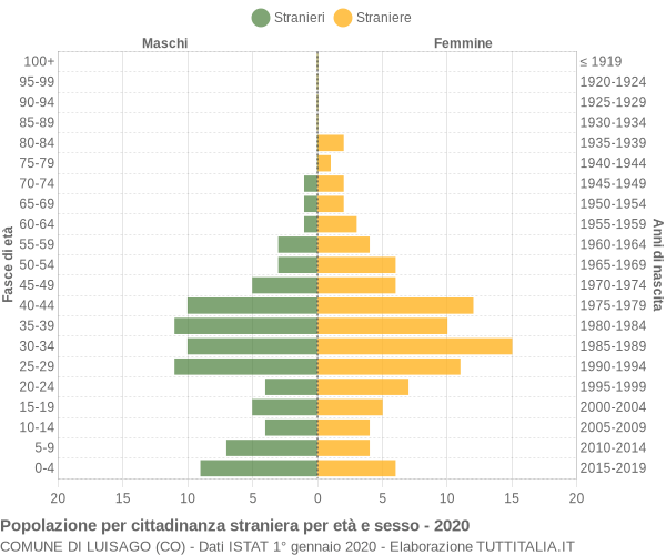 Grafico cittadini stranieri - Luisago 2020