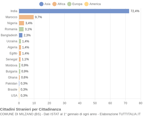 Grafico cittadinanza stranieri - Milzano 2011