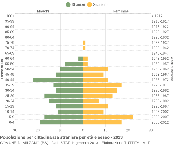 Grafico cittadini stranieri - Milzano 2013