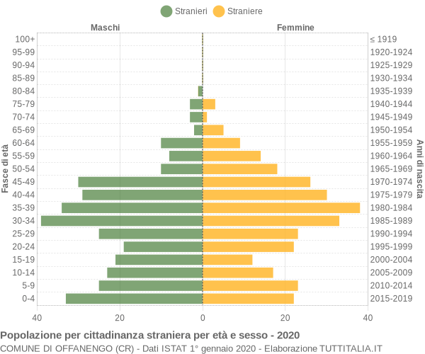 Grafico cittadini stranieri - Offanengo 2020