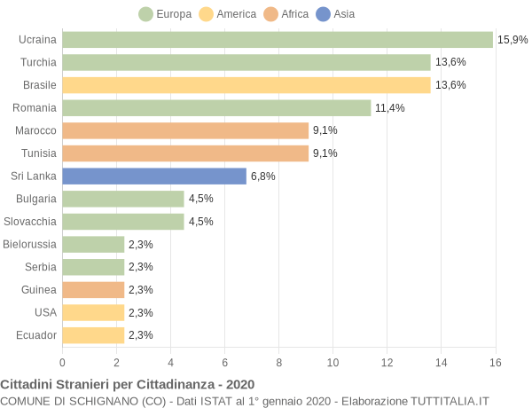 Grafico cittadinanza stranieri - Schignano 2020