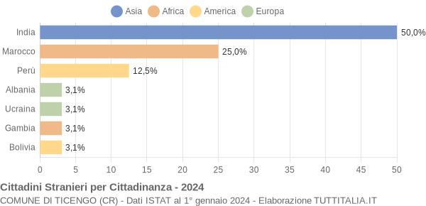 Grafico cittadinanza stranieri - Ticengo 2024