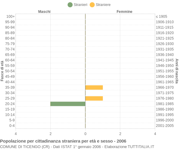 Grafico cittadini stranieri - Ticengo 2006