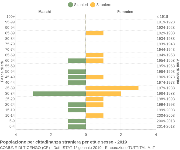 Grafico cittadini stranieri - Ticengo 2019