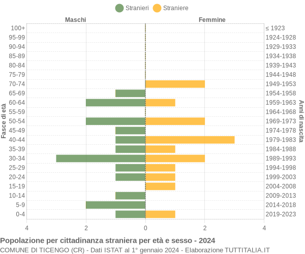 Grafico cittadini stranieri - Ticengo 2024