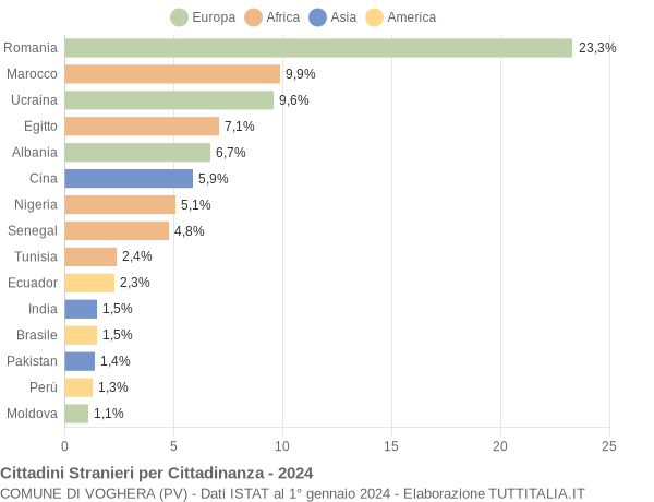 Grafico cittadinanza stranieri - Voghera 2024