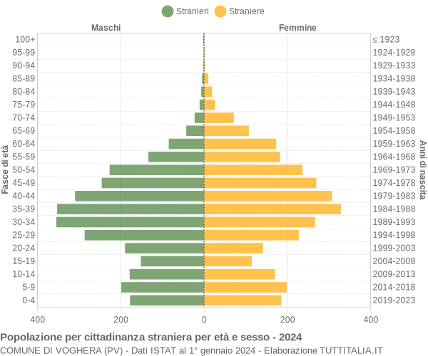 Grafico cittadini stranieri - Voghera 2024