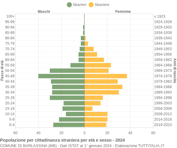 Grafico cittadini stranieri - Barlassina 2024