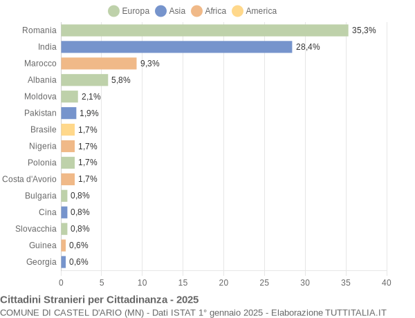 Grafico cittadinanza stranieri - Castel d'Ario 2025