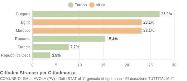 Grafico cittadinanza stranieri - Galliavola 2008