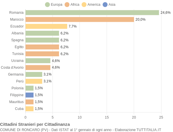 Grafico cittadinanza stranieri - Roncaro 2008