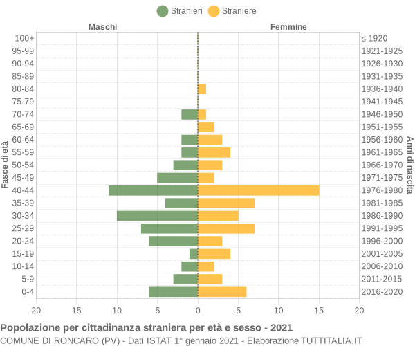 Grafico cittadini stranieri - Roncaro 2021