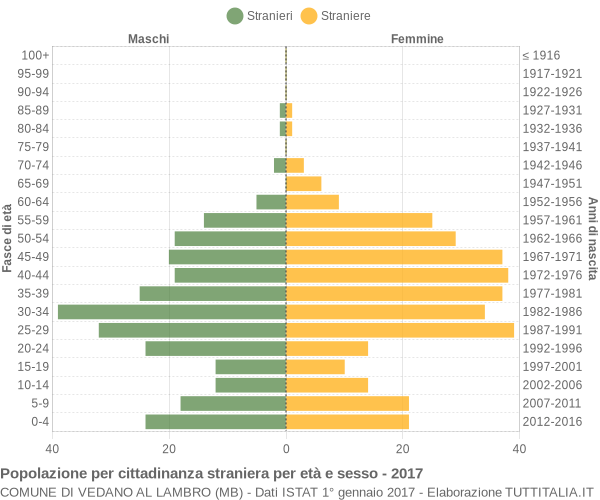 Grafico cittadini stranieri - Vedano al Lambro 2017