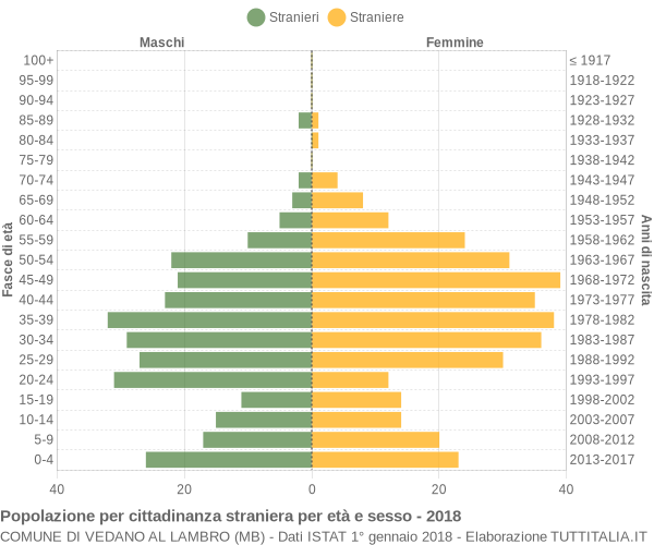 Grafico cittadini stranieri - Vedano al Lambro 2018