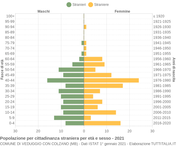 Grafico cittadini stranieri - Veduggio con Colzano 2021