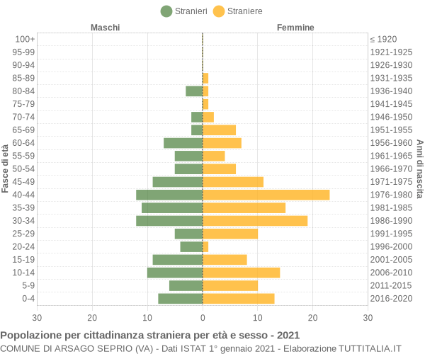 Grafico cittadini stranieri - Arsago Seprio 2021