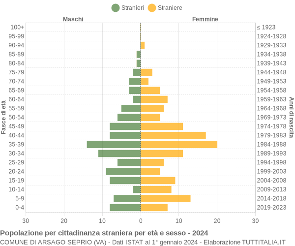 Grafico cittadini stranieri - Arsago Seprio 2024