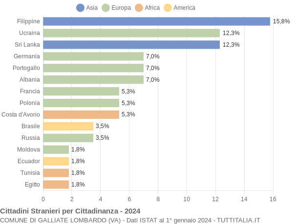 Grafico cittadinanza stranieri - Galliate Lombardo 2024