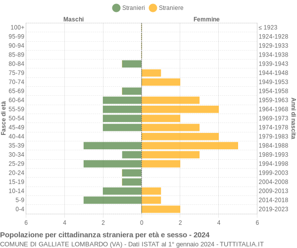 Grafico cittadini stranieri - Galliate Lombardo 2024