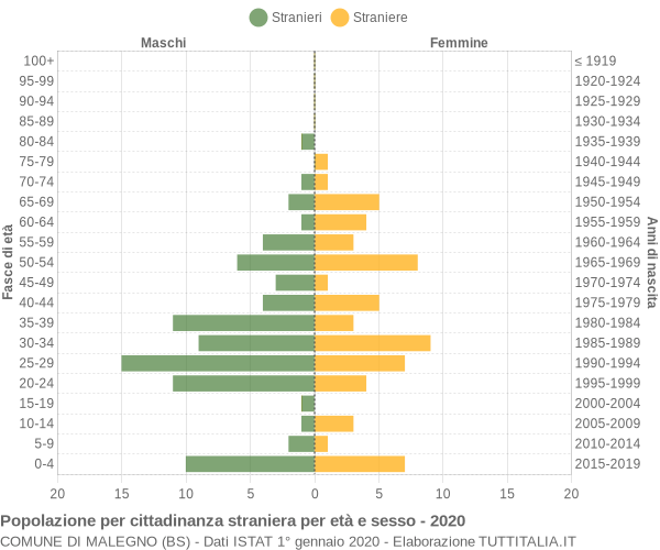 Grafico cittadini stranieri - Malegno 2020