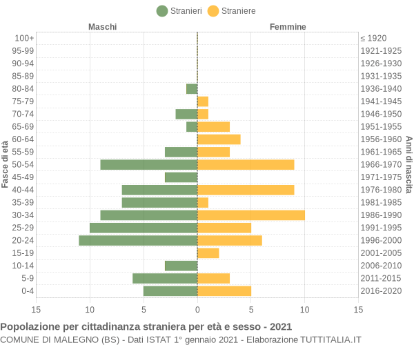 Grafico cittadini stranieri - Malegno 2021