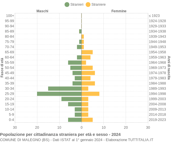 Grafico cittadini stranieri - Malegno 2024