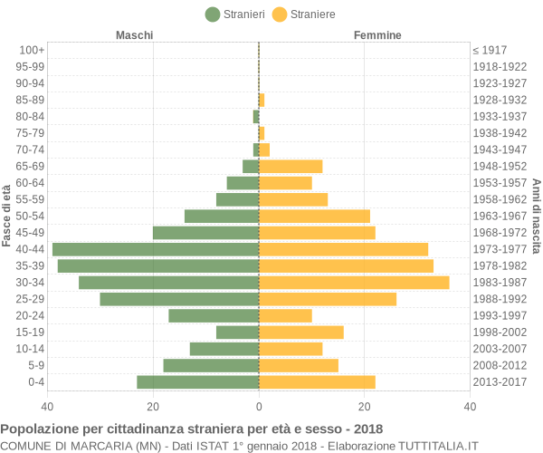 Grafico cittadini stranieri - Marcaria 2018