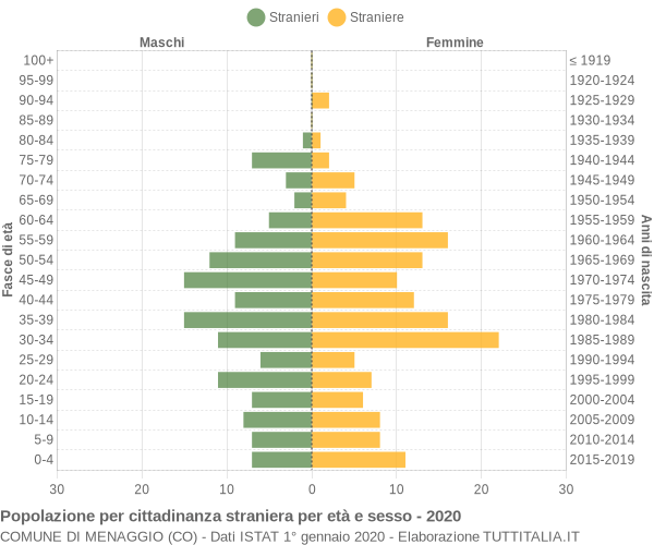 Grafico cittadini stranieri - Menaggio 2020