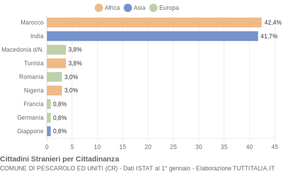 Grafico cittadinanza stranieri - Pescarolo ed Uniti 2005