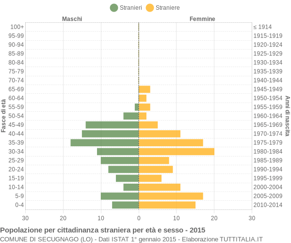 Grafico cittadini stranieri - Secugnago 2015