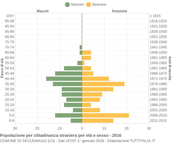 Grafico cittadini stranieri - Secugnago 2016