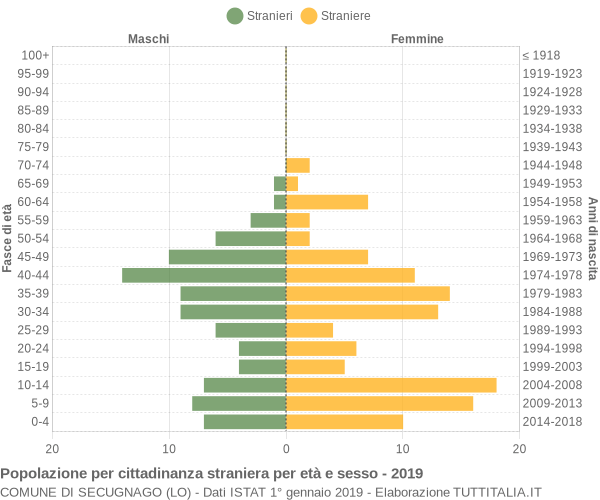 Grafico cittadini stranieri - Secugnago 2019