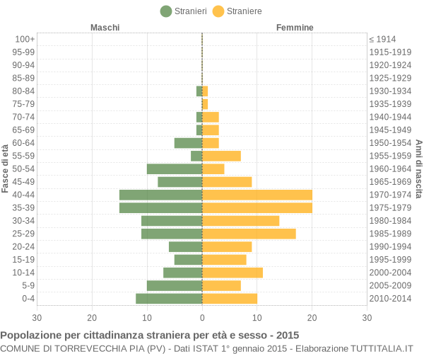 Grafico cittadini stranieri - Torrevecchia Pia 2015