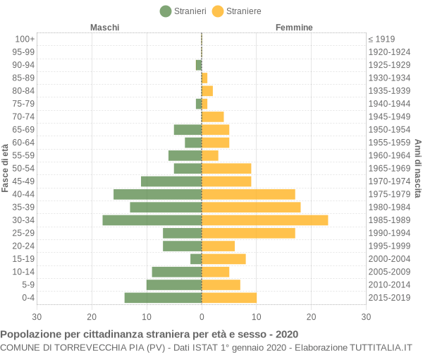 Grafico cittadini stranieri - Torrevecchia Pia 2020