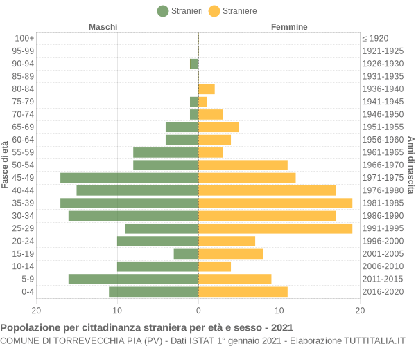 Grafico cittadini stranieri - Torrevecchia Pia 2021