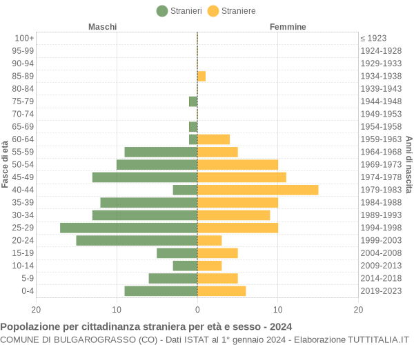 Grafico cittadini stranieri - Bulgarograsso 2024