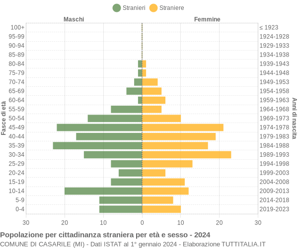 Grafico cittadini stranieri - Casarile 2024