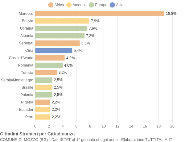 Grafico cittadinanza stranieri - Mozzo 2006