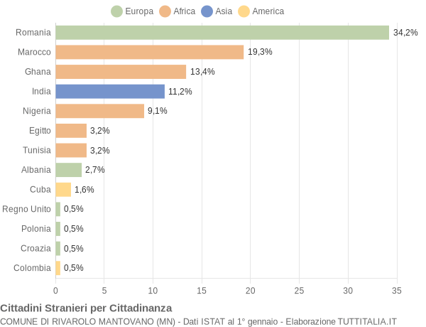 Grafico cittadinanza stranieri - Rivarolo Mantovano 2004