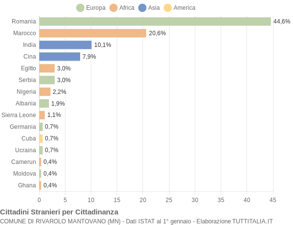 Grafico cittadinanza stranieri - Rivarolo Mantovano 2014