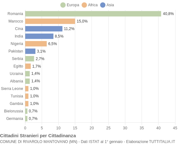 Grafico cittadinanza stranieri - Rivarolo Mantovano 2022