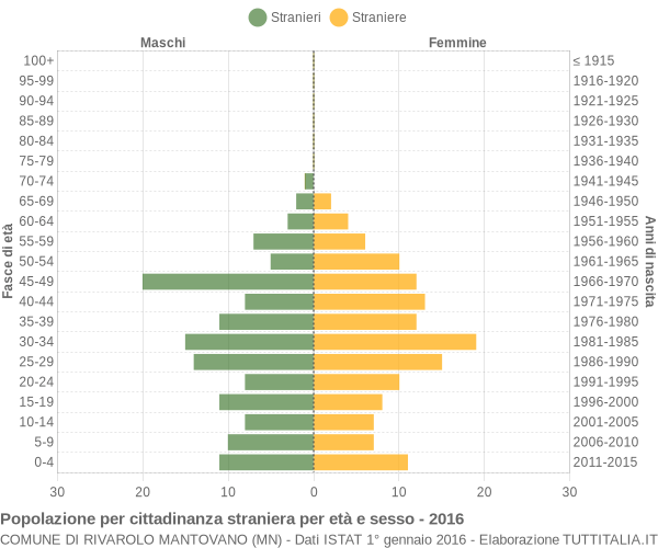 Grafico cittadini stranieri - Rivarolo Mantovano 2016