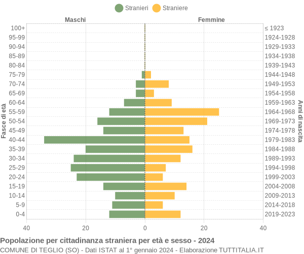 Grafico cittadini stranieri - Teglio 2024